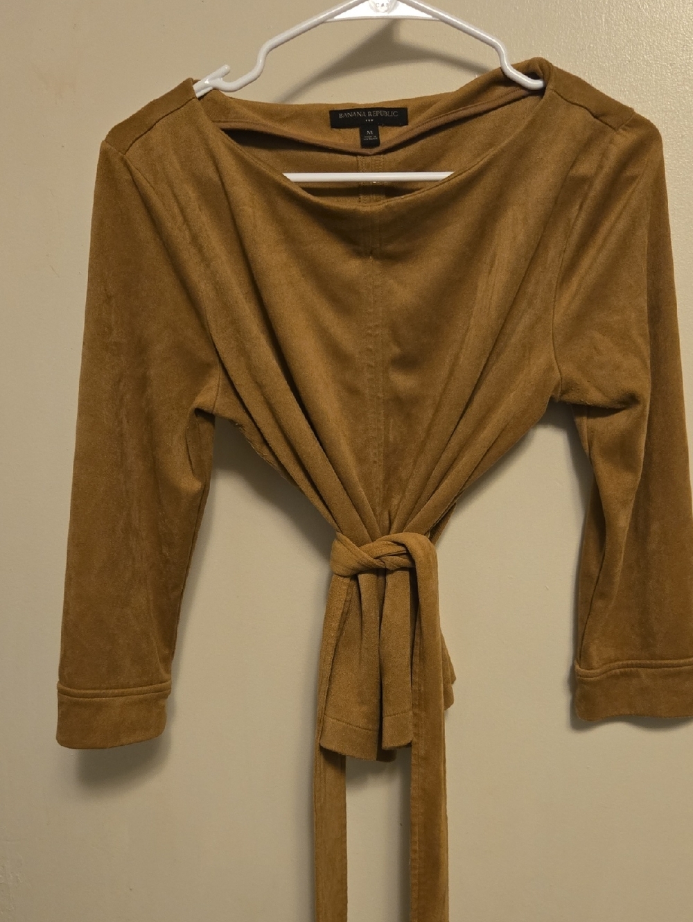 Banana Republic Taupe/Tan Tie-Front Long Sleeve Tunic